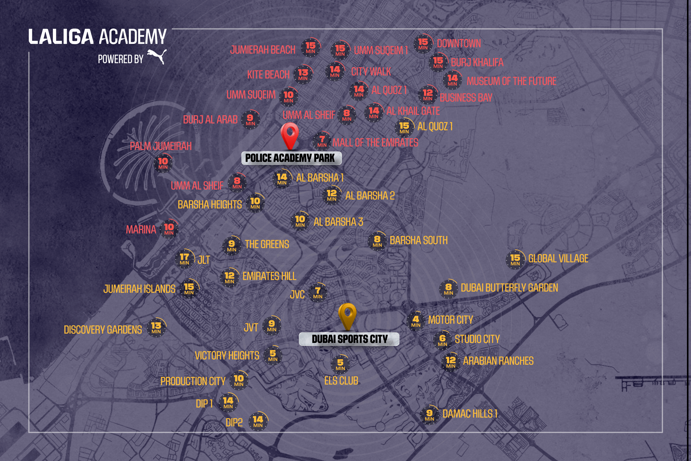 LaLiga Academy Dubai Location Map