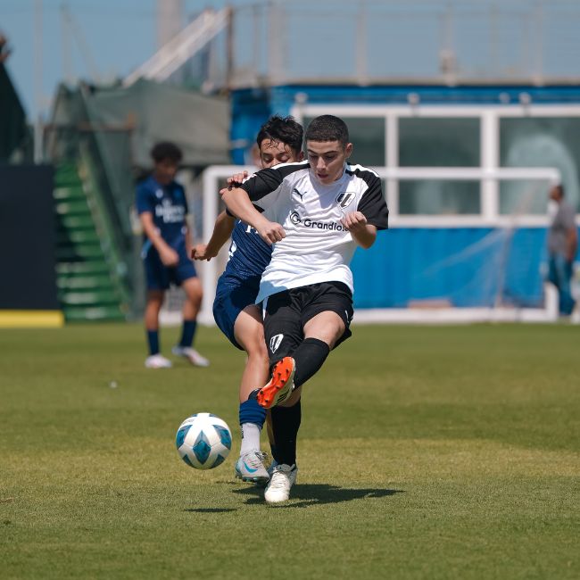 A player from LaLiga Academy Dubai taking part in a competitive match