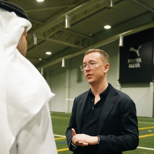 Daniels Petrovs CEO of ISD Dubai Sports City with officials of Arab Bank during the launch of LaLiga Academy Dubai's Partnership with Arabi Junior (4)