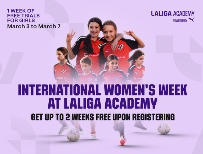 Girls get one full week free training at LaLiga Academy Dubai from March 3 to March 7